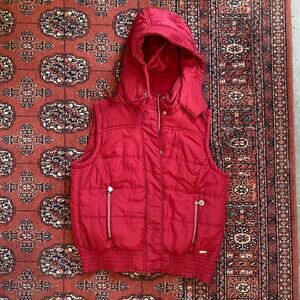 Calvin Klein Performance Women’s M Red Hooded Vest 100% Polyester